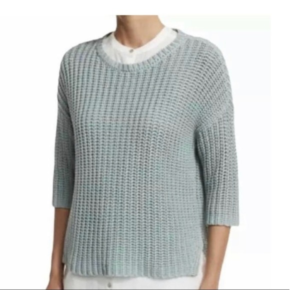 Eileen Fisher Sweaters - Eileen Fisher soft teal knit tape neck sweater 100% organic cotton, size XS
